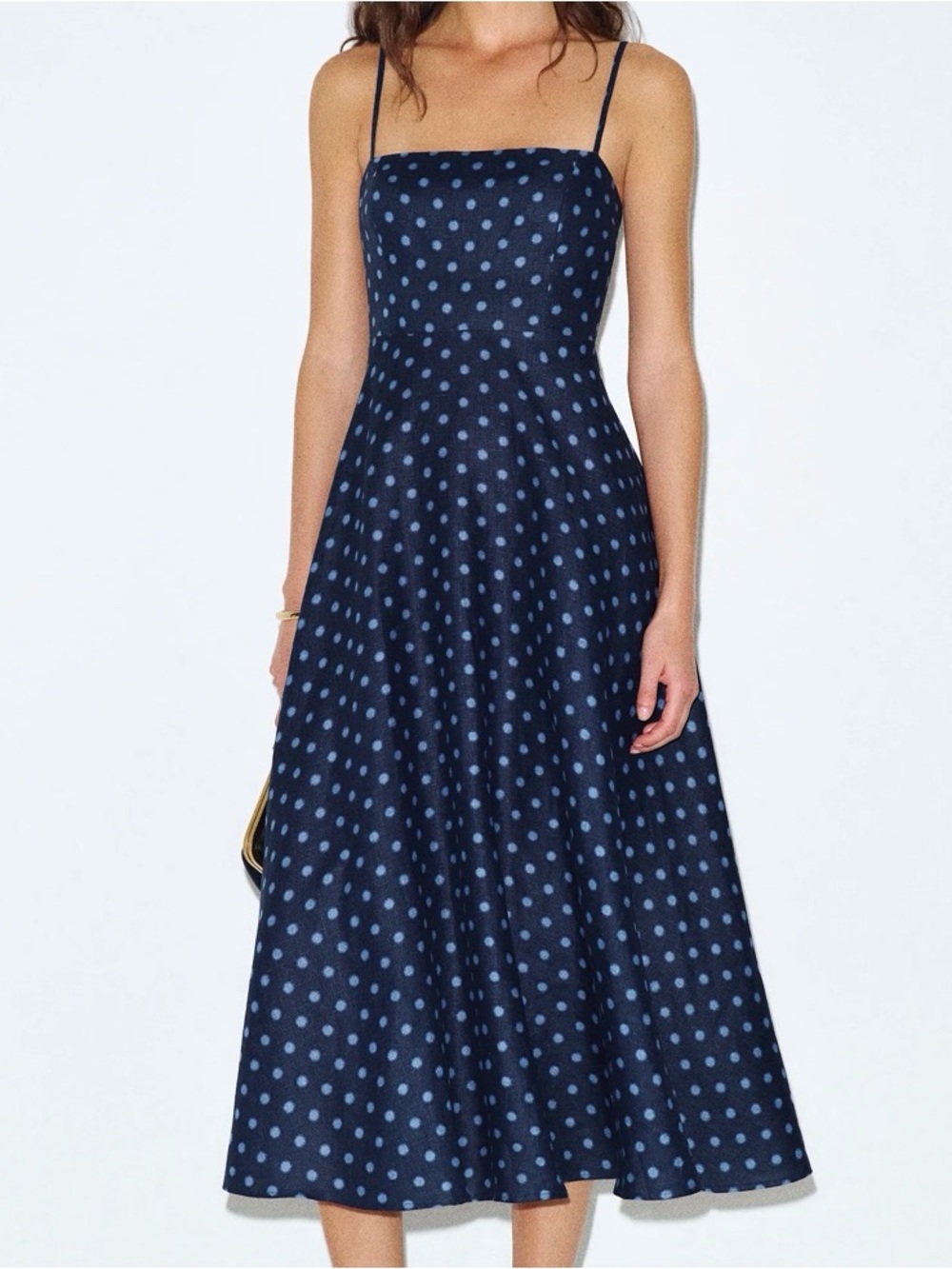 Reformation Monette Linen Dress Navy Polka Dot - Picture 14 of 14